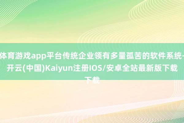 体育游戏app平台传统企业领有多量孤苦的软件系统-开云(中国)Kaiyun注册IOS/安卓全站最新版下载